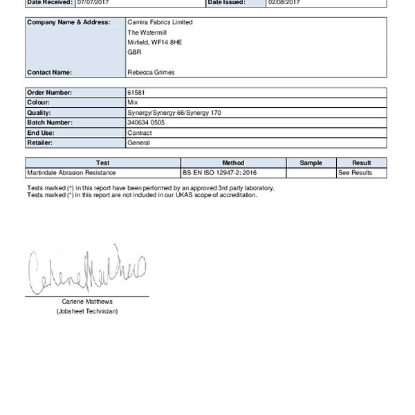 synergy - abrasion BS EN ISO 12947